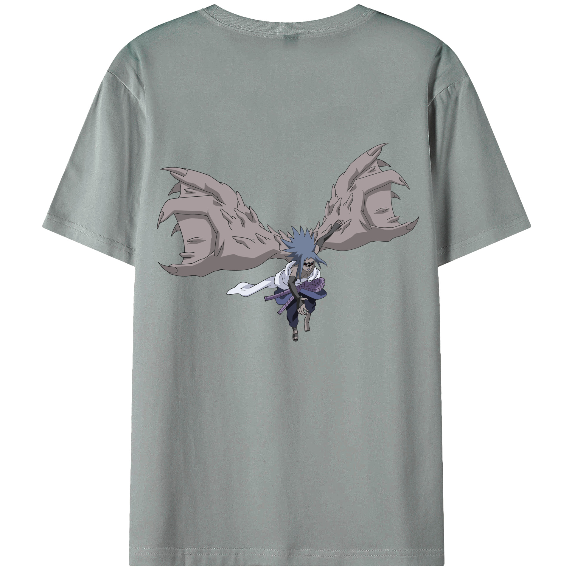 （画像用） NARUTO -ナルト- うちは サスケ Uchiha Sasuke 綿100％ メンズ半袖Tシャツ（バックプリント） 通気性